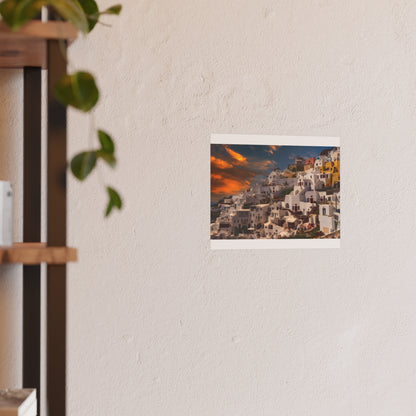 Santorini Sunset Dreams Satin  Poster
