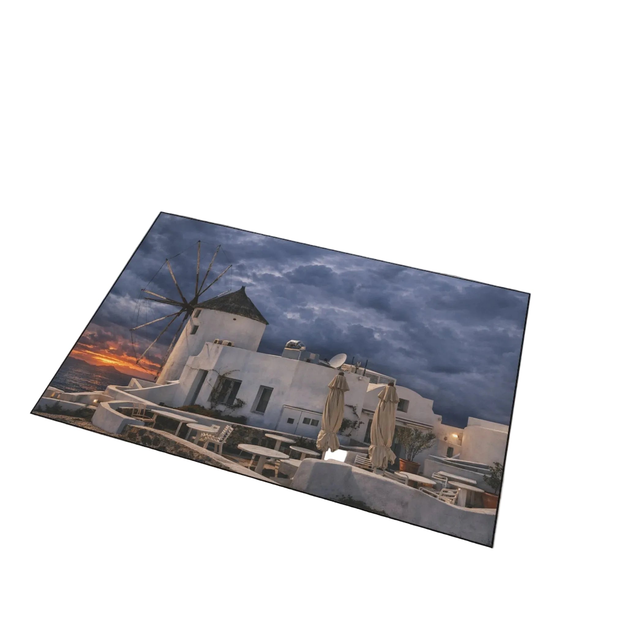 Santorini Dusk - Windmill Sunset Door Mat