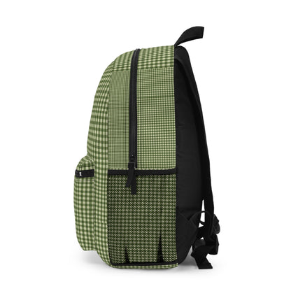 Green Gingham Backpack — Casual Plaid School & Daypack