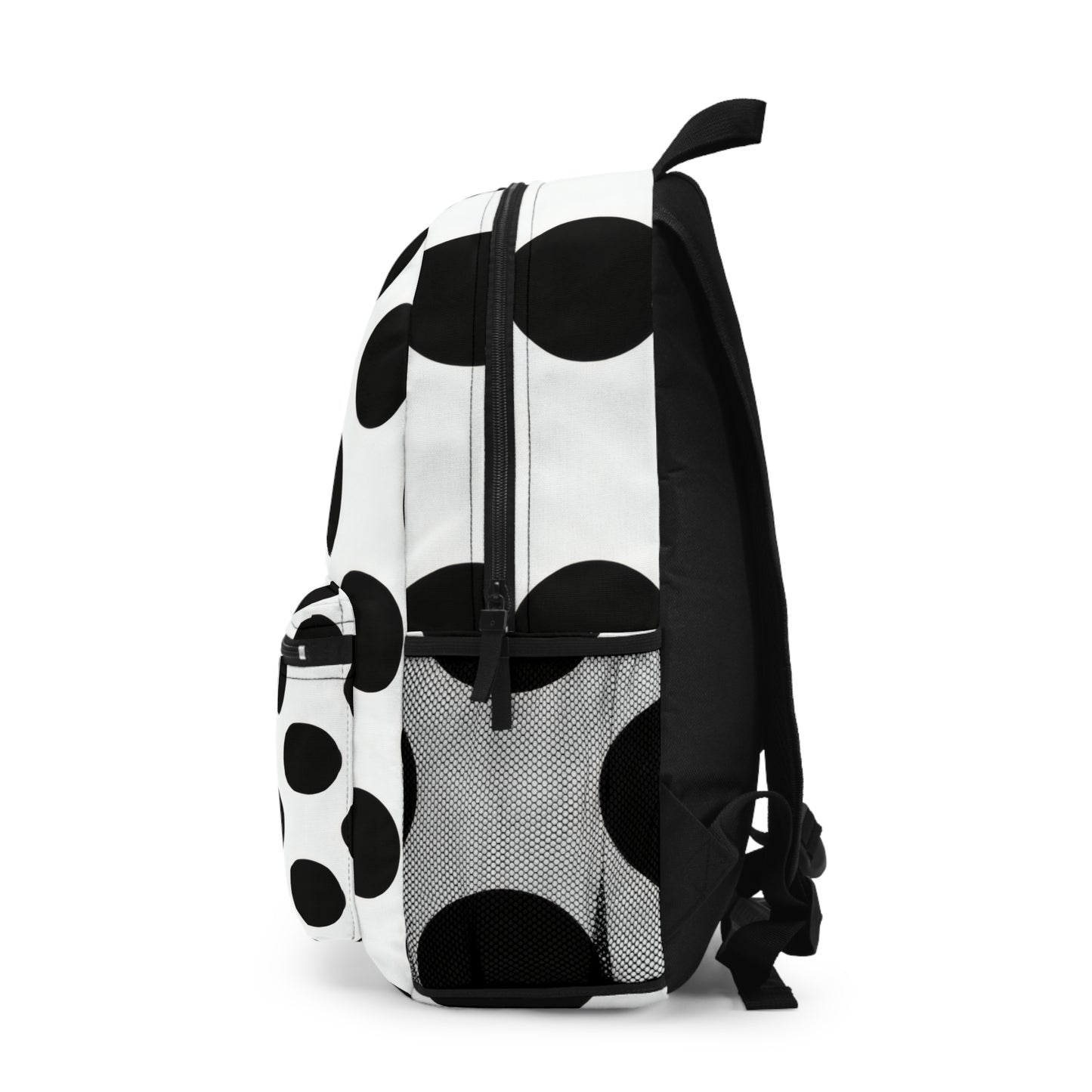 Polka Dot Backpack — Stylish Black & White School Daypack