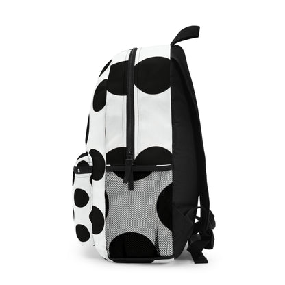 Polka Dot Backpack — Stylish Black & White School Daypack