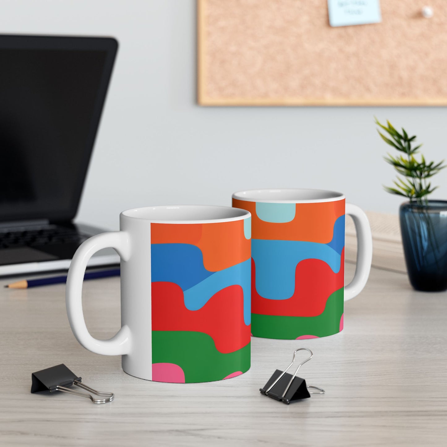 Bauhaus Colorblock Ceramic Mug | Mid-Century Geometric Coffee Cup (11oz, 15oz)