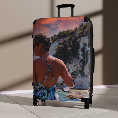 Luxury Antipaxos Greece Suitcase  Aesthetic Mediterranean Photography Luggage Unique Hard Shell Travel Bag  Greek Island Wanderlust Gift