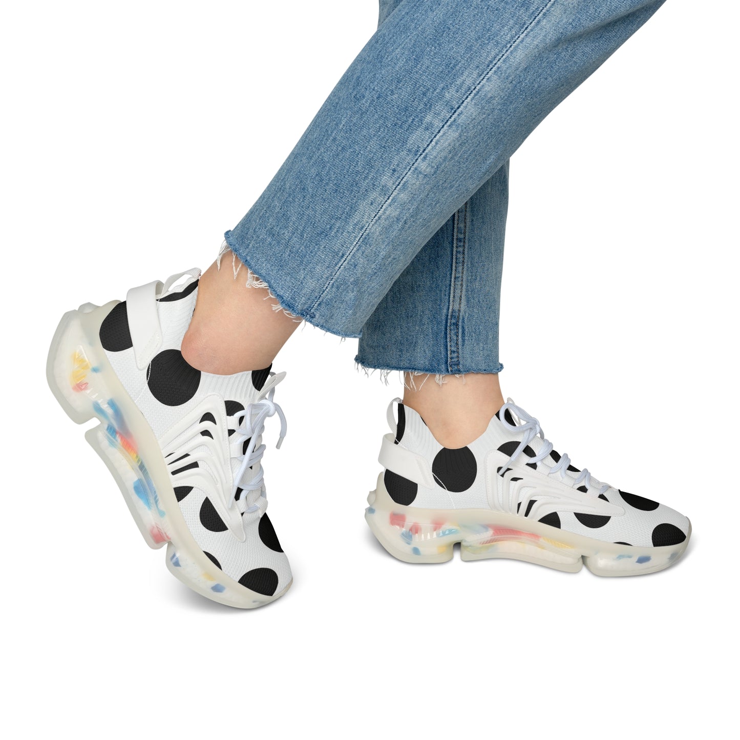 Women’s Polka Dot Mesh Sneakers — Lightweight Breathable Athletic Shoes