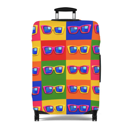 Bright Sunglasses Pattern Luggage Cover — Colorful Travel Suitcase Protector