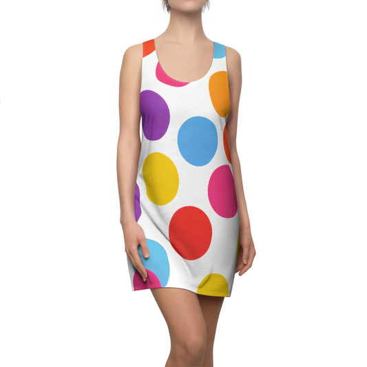 Colorful Polka Dot Racerback Dress — Bright All-Over Print