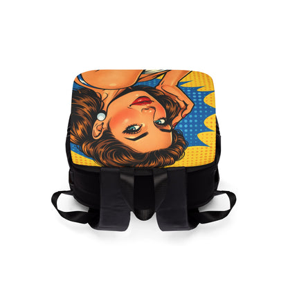 Pop Art Pinup Flap Backpack – Retro Comic-Style Shoulder Bag