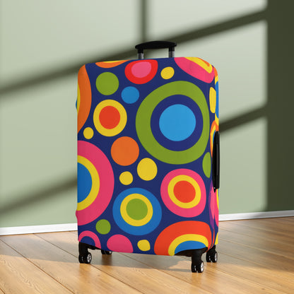 Colorful Retro Circles Luggage Cover — Bright Travel Suitcase Protector