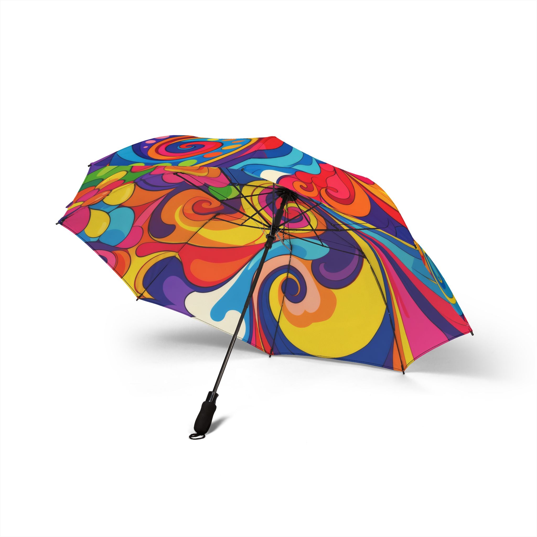 Colorful Swirl Foldable Umbrella — Compact Semi-Automatic Travel Umbrella