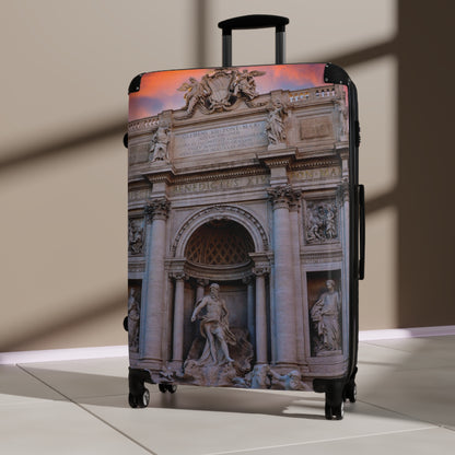 Trevi Fountain Illustration Suitcase | Rome Travel Landmark Luggage