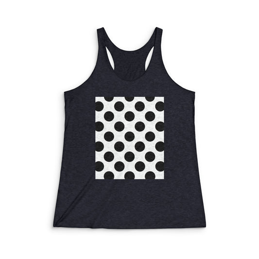 Polka Dot Square Racerback Tank Top — Retro Black & White Dot Graphic