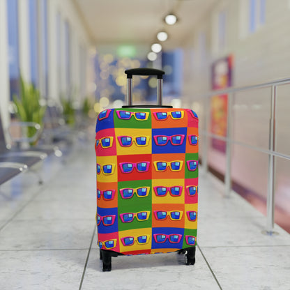 Bright Sunglasses Pattern Luggage Cover — Colorful Travel Suitcase Protector