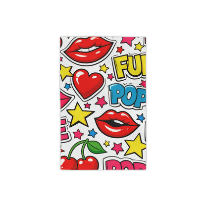 Pop Art Cherry Beach Towel — Fun Lips, Hearts & "POP" Pattern