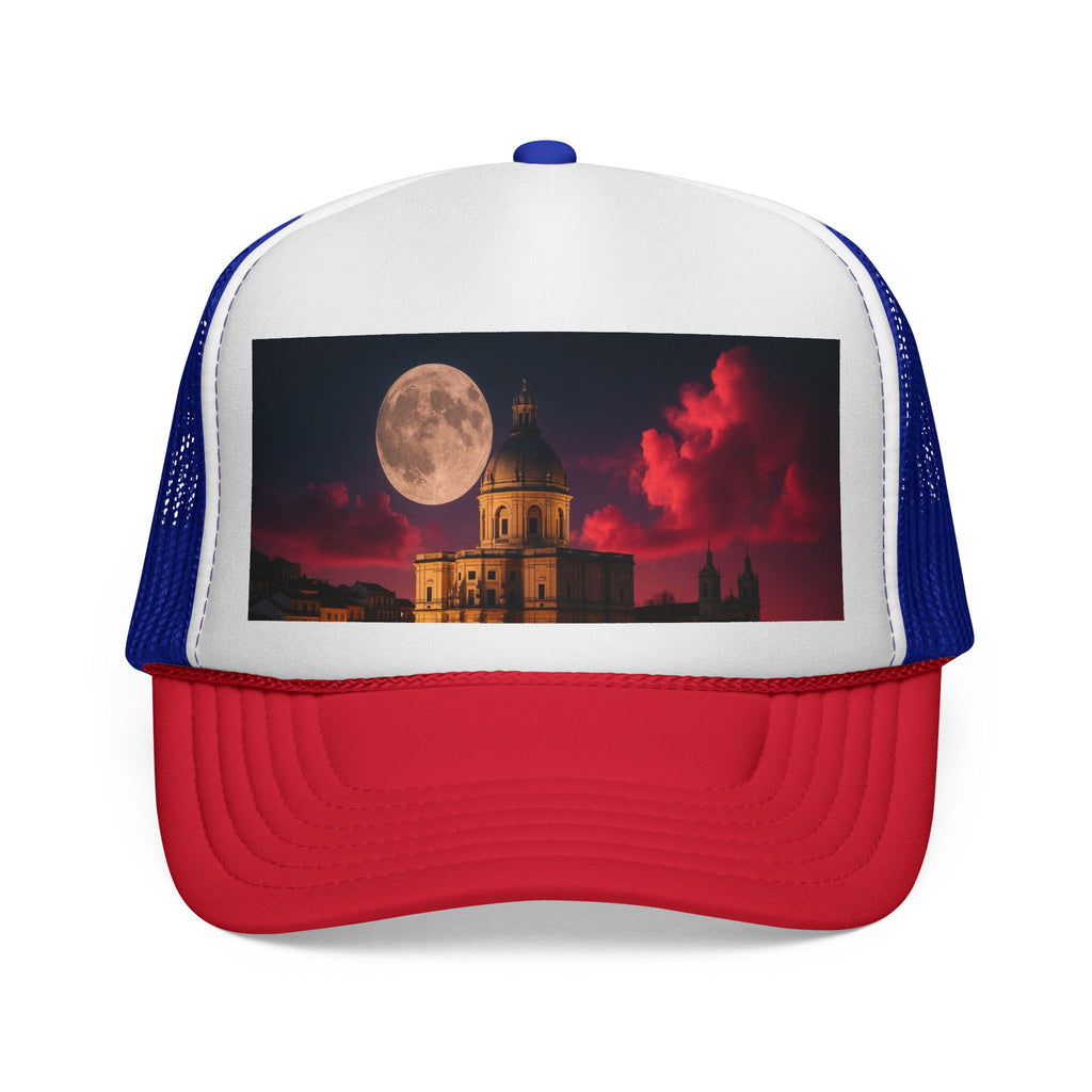 Moonlit Castle Trucker Cap — Gothic Nightscape Hat