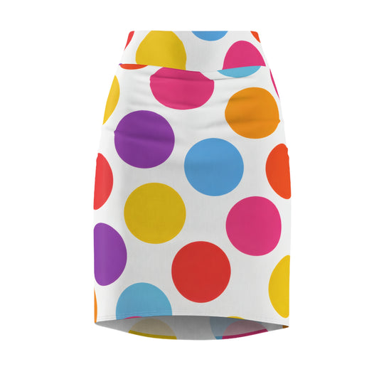 Colorful Polka Dot Pencil Skirt – Bright Retro Circle Print