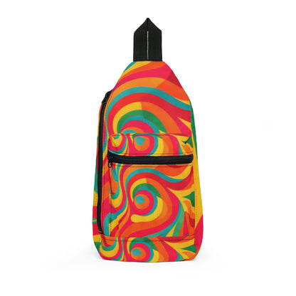 Psychedelic Swirl Sling Bag - Retro Rainbow Crossbody Pack