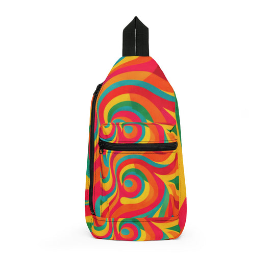 Psychedelic Swirl Sling Bag - Retro Rainbow Crossbody Pack