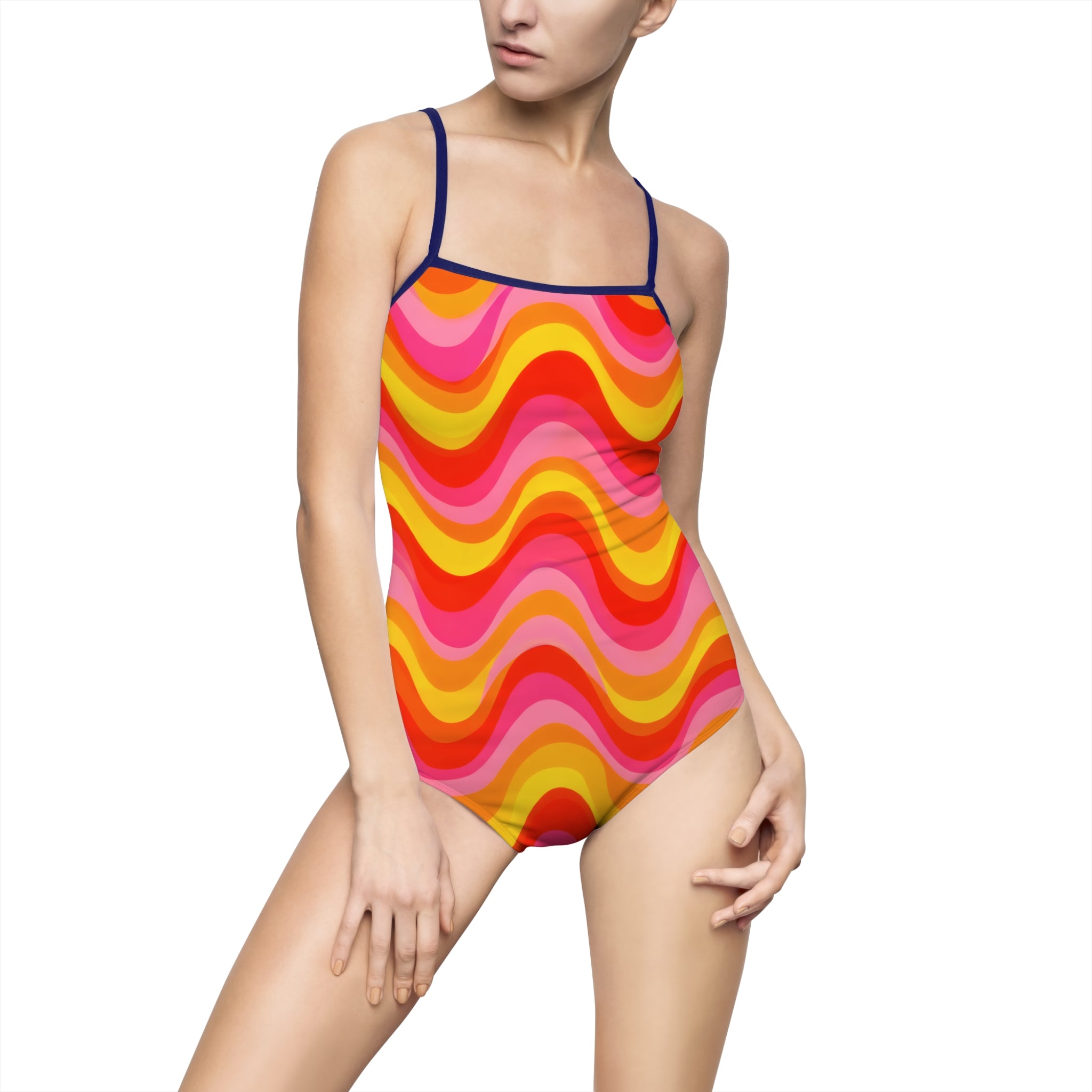 Retro Wavy Stripe One-Piece
