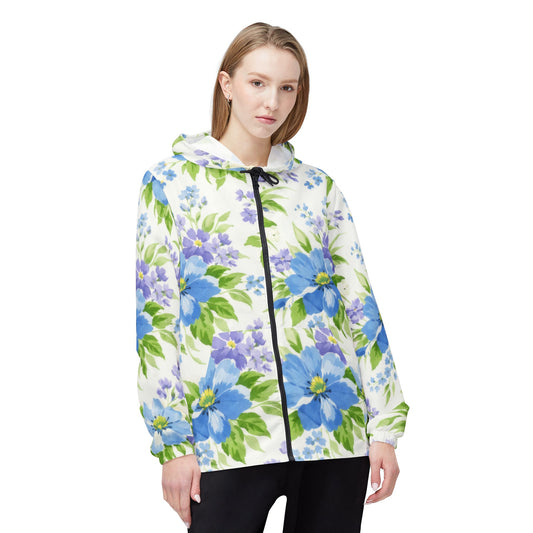 Floral Blue Garden Windbreaker
