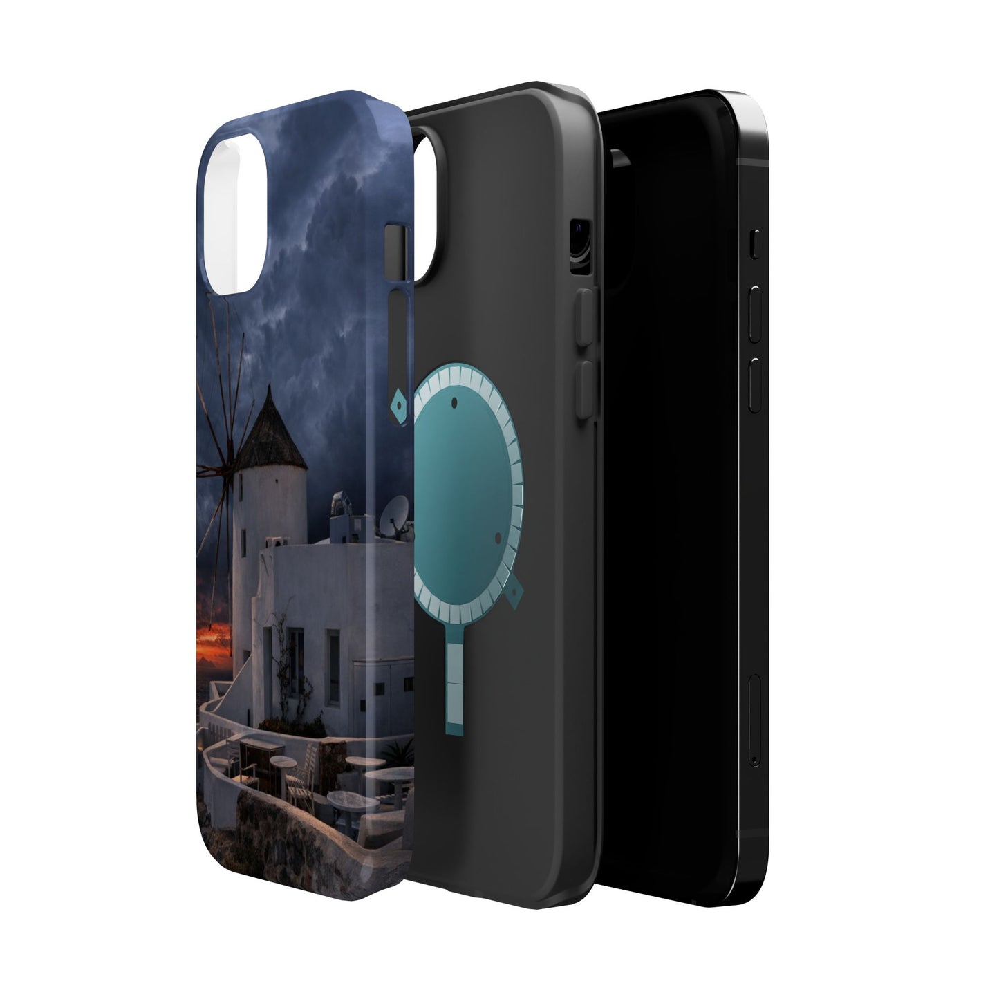 Santorini Windmill Sunset phone case | Magnetic impact-resistant case Greek Island Travel Gift