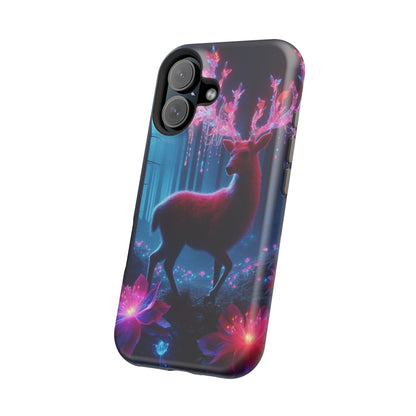 Magnetic Impact-Resistant Phone Case — Neon Fantasy Deer Forest Design