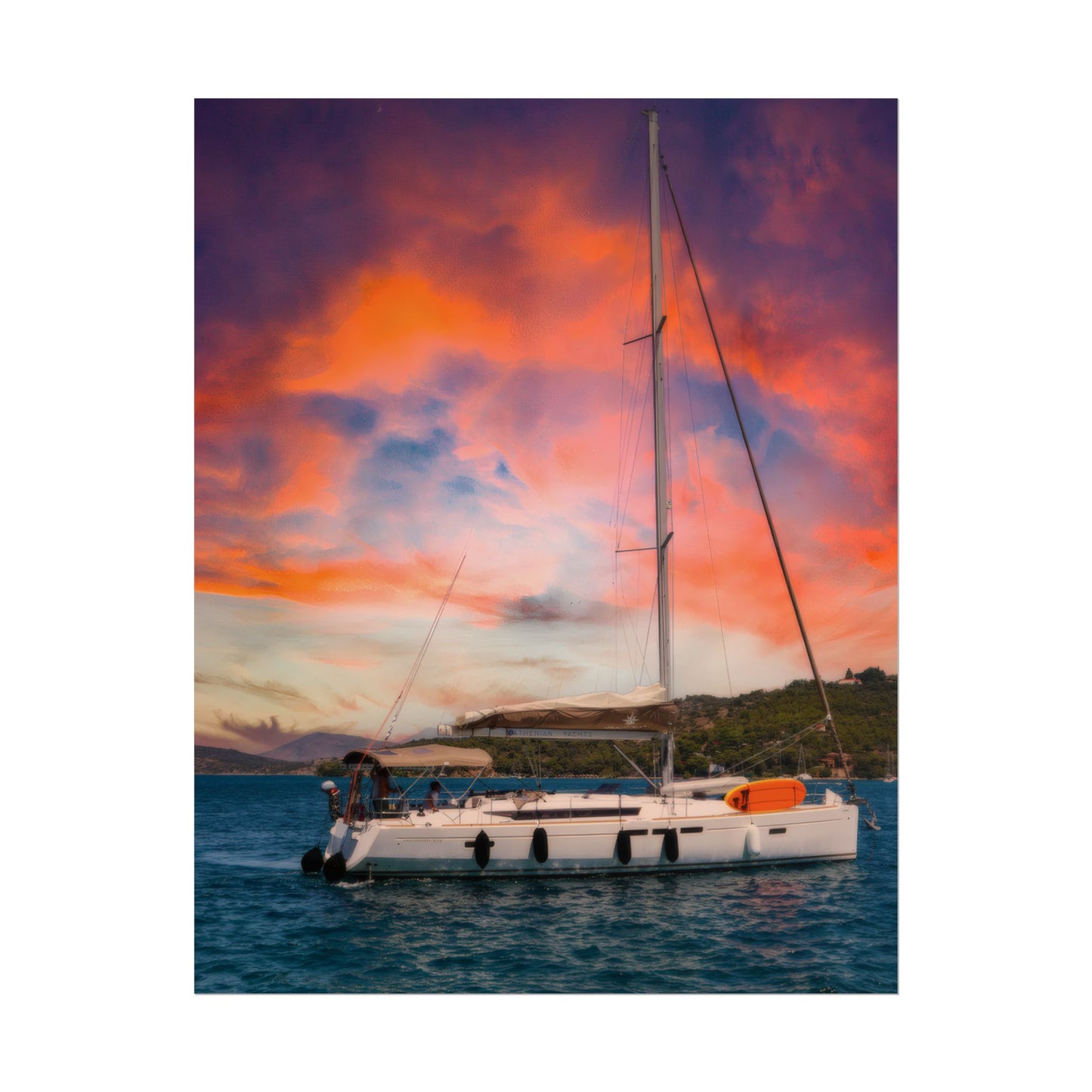 Sailboat Sunset Rolled Poster | Nautical Wall Art, Marina Sunset Print