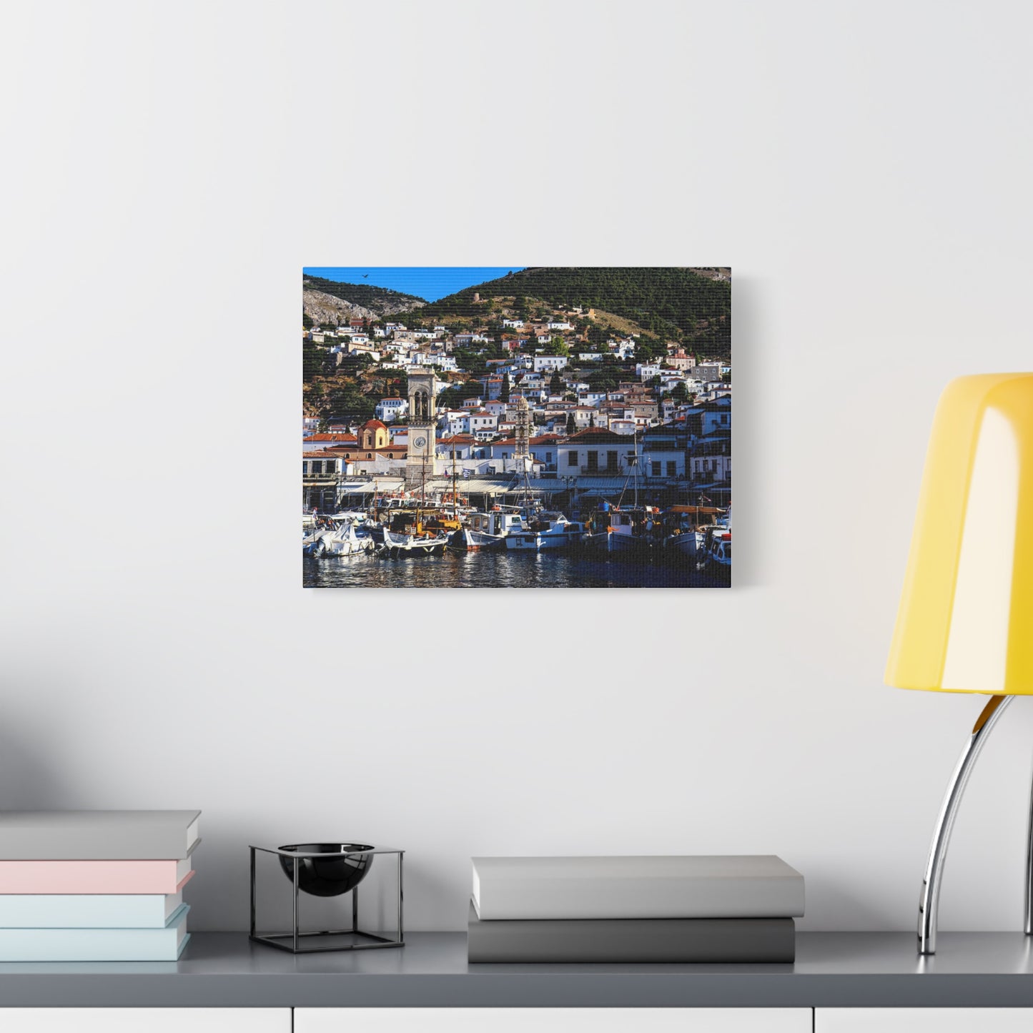 Hydra Island Greece Canvas Print, Mediterranean Harbor Wall Art, Greek Island Coastal Decor, Scenic Travel Photography Poster