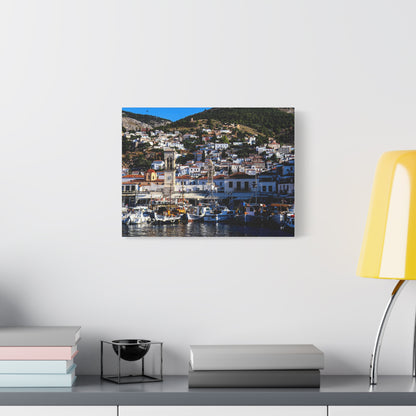 Hydra Island Greece Canvas Print, Mediterranean Harbor Wall Art, Greek Island Coastal Decor, Scenic Travel Photography Poster