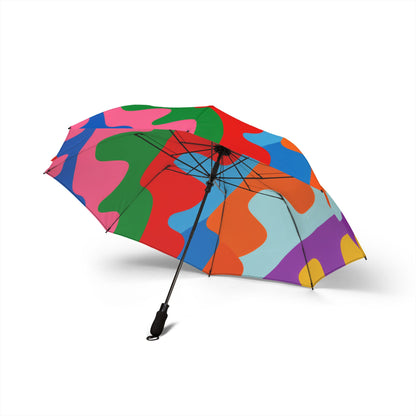 Colorful Abstract Wave Foldable Umbrella — Compact Semi-Automatic Rain Travel Umbrella