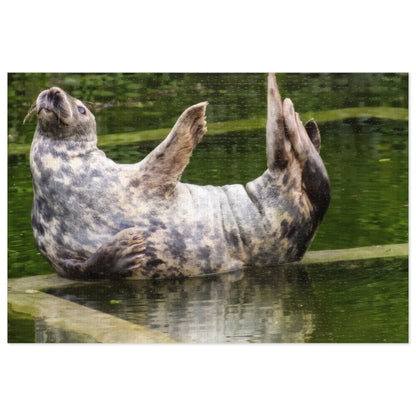 Funny Seal Yoga Jigsaw Puzzle in Tin Box, Relaxed Harbor Seal Game, Cute Marine Life Gift, Quirky Wildlife Puzzle