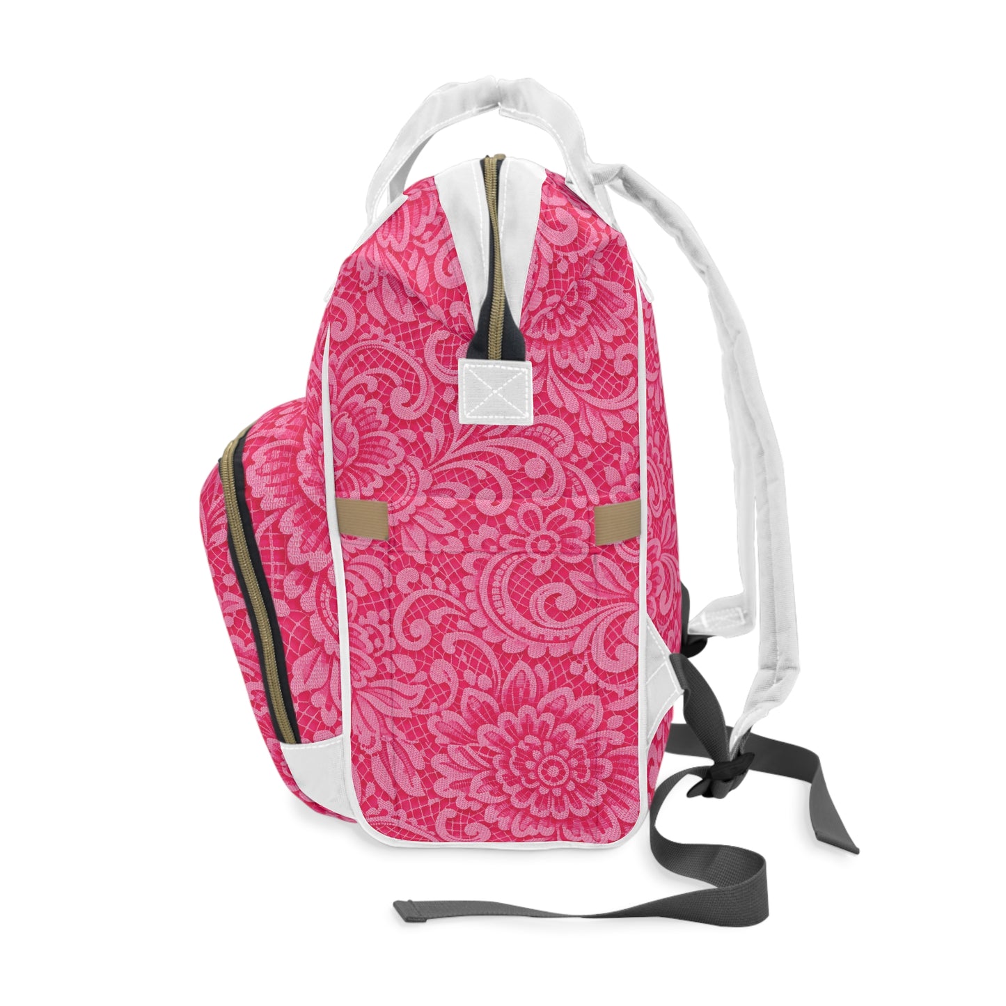 Pink Floral Diaper Backpack - Multifunctional Baby Nappy Bag with Large Pockets