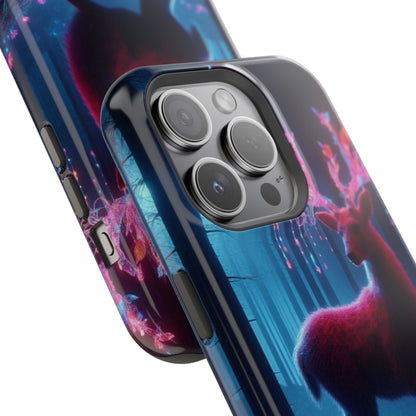 Magnetic Impact-Resistant Phone Case — Neon Fantasy Deer Forest Design