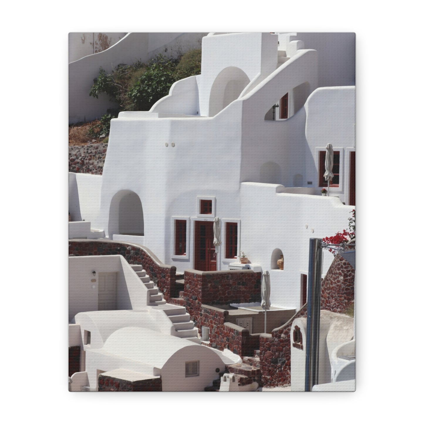 Santorini White Buildings Canvas
