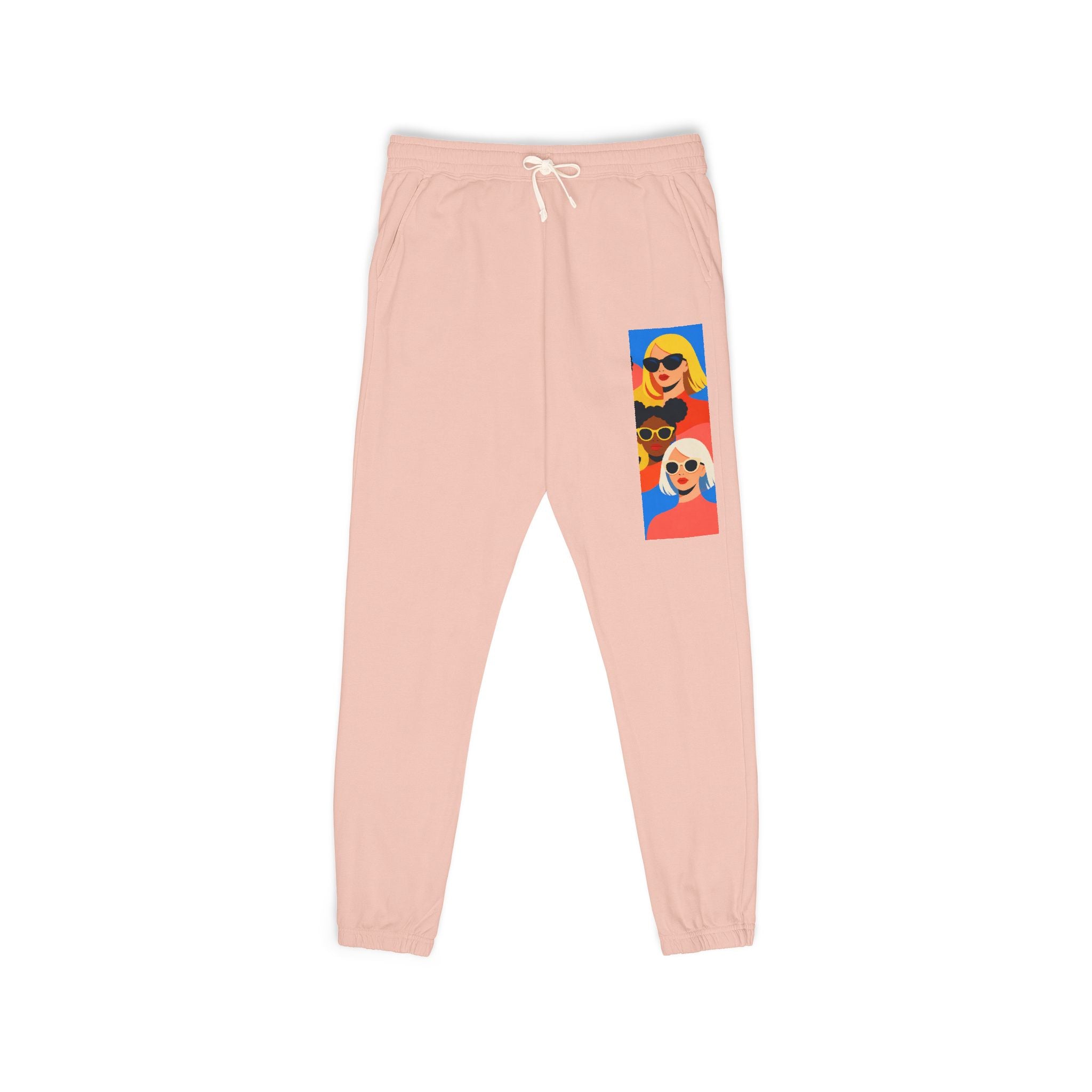 Colorful Retro Portrait Sweatpants — Vibrant Pop Art Side Print