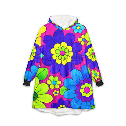 Floral Psychedelic Hoodie — Bright Retro Flower Power Throw