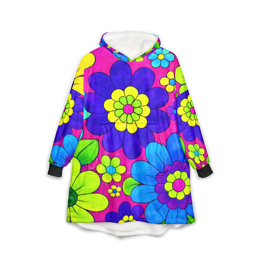 Floral Psychedelic Hoodie — Bright Retro Flower Power Throw
