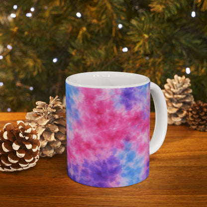 Tie-Dye Cloud Ceramic Mug — Pink & Blue Swirl Coffee Cup (11oz, 15oz)