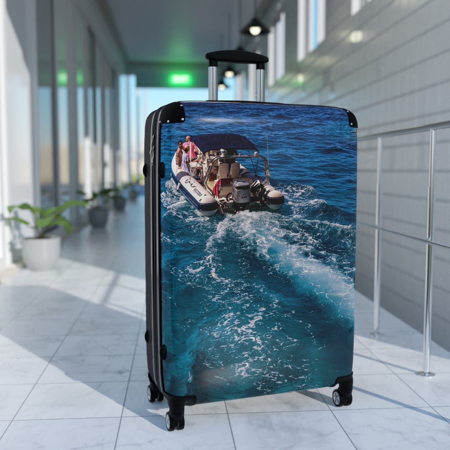 Luxury Antipaxos Greece Suitcase - Marco Polo Boat Wake Ocean Photo Luggage - Aesthetic Nautical Travel Bag - Unique Greek Island Gift