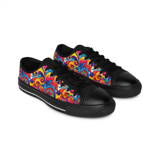 Women's Colorful Swirl Sneakers — Vibrant Psychedelic Low-Top Shoes