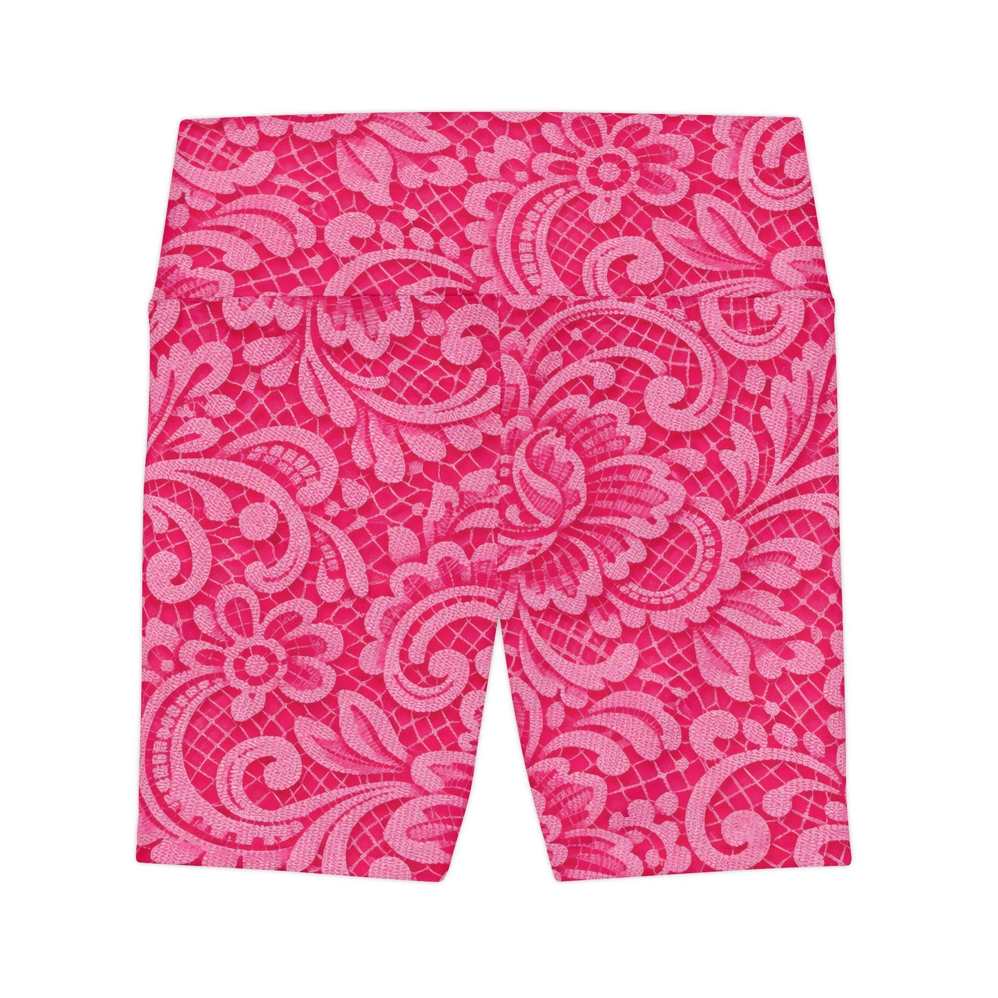 Floral Pink Women's Workout Shorts — High-Waist Athletic Biker Shorts