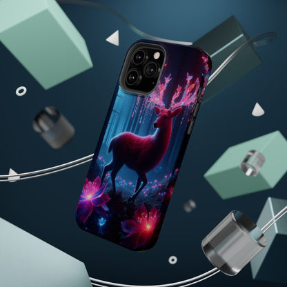 Magnetic Impact-Resistant Phone Case — Neon Fantasy Deer Forest Design