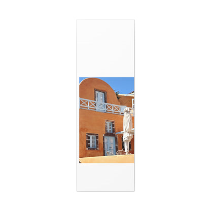 Oia Santorini Orange Facade Canvas — Mediterranean Terracotta Matte Wall Art