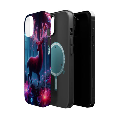 Magnetic Impact-Resistant Phone Case — Neon Fantasy Deer Forest Design