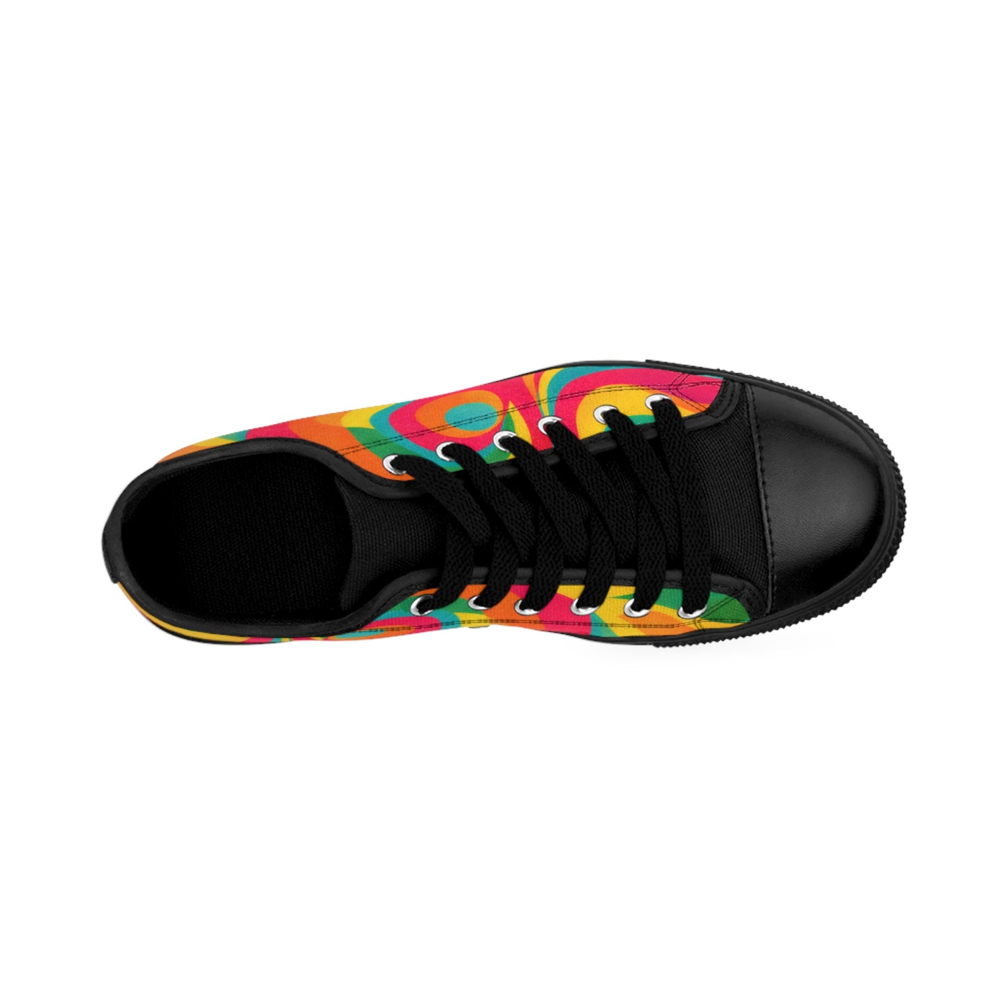 Women’s Sneakers — Colorful Swirl Retro Psychedelic Low-Top Shoes