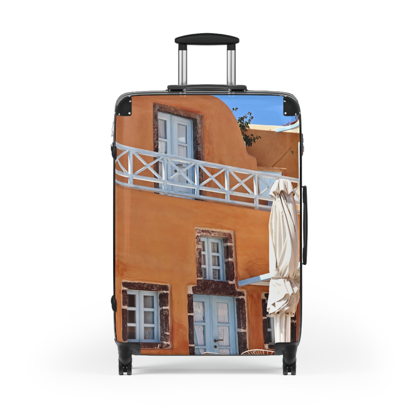Luxury Santorini Oia Suitcase - Ghost City Edition - Iconic Orange House Architecture Photography - Exclusive Travel Luggage