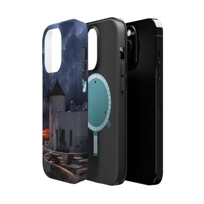 Santorini Windmill Sunset phone case | Magnetic impact-resistant case Greek Island Travel Gift