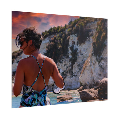 Woman in Tropical Swimsuit Poster | Rolled Poster, Beach Cliff Photography