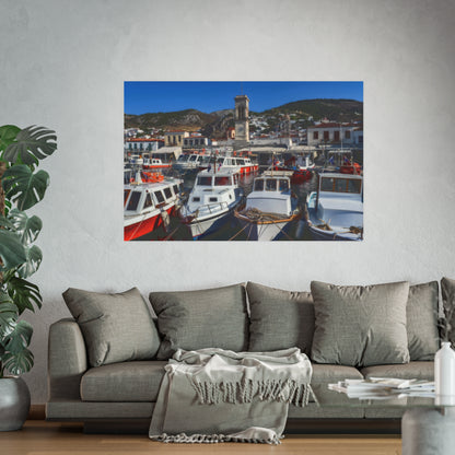 Hydra Island Greece Poster — Mediterranean Harbor Wall Art