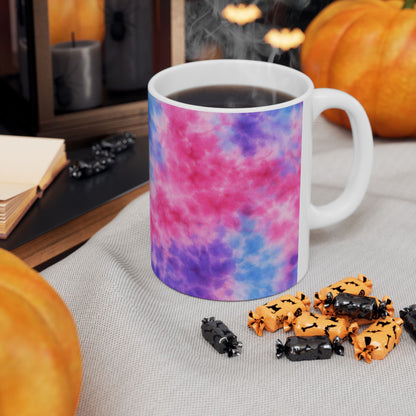 Tie-Dye Cloud Ceramic Mug — Pink & Blue Swirl Coffee Cup (11oz, 15oz)