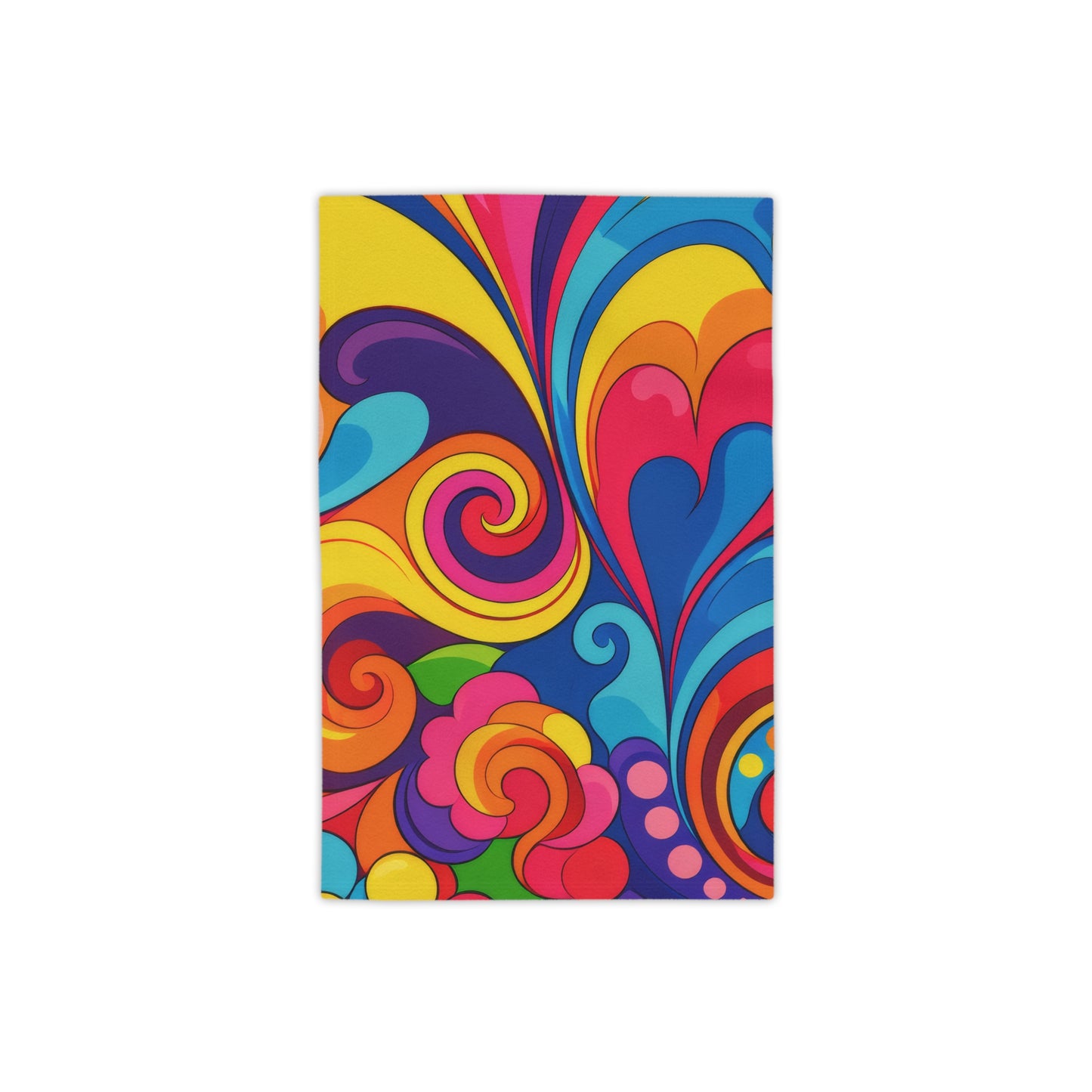 Psychedelic Swirl Beach Towel - Retro 60s Colorful Floral Pattern